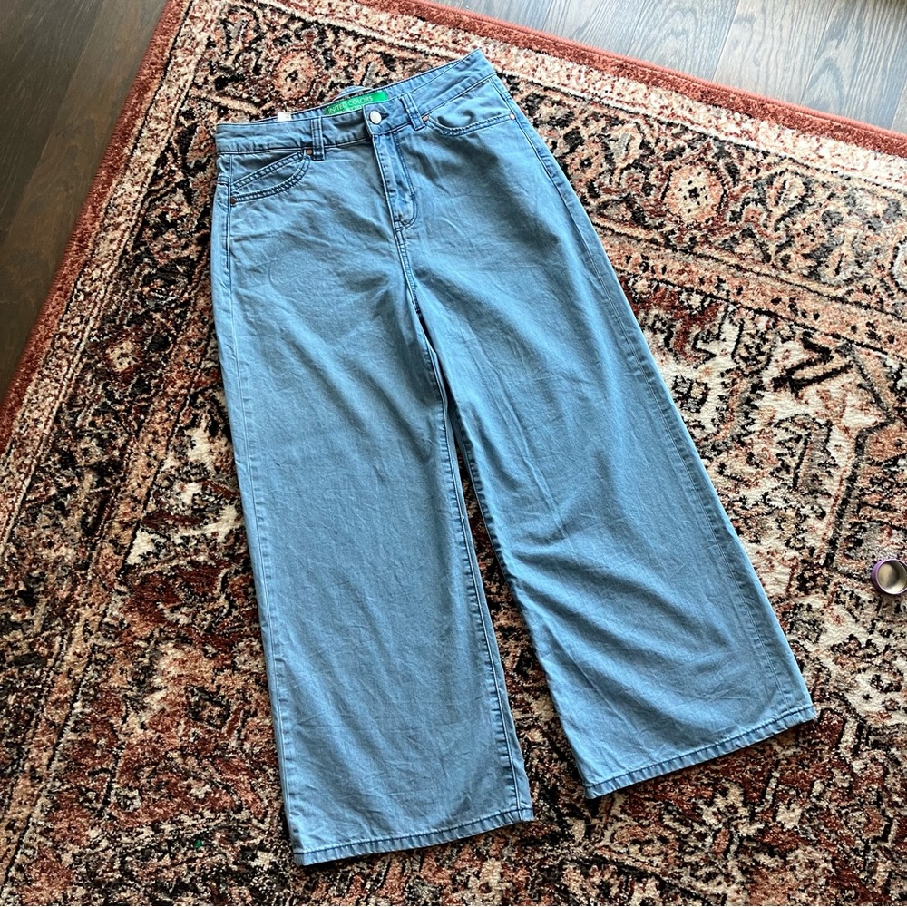 UNITED COLORS OF BENETTON Wide Leg Light Jean Ankle Length Size 27